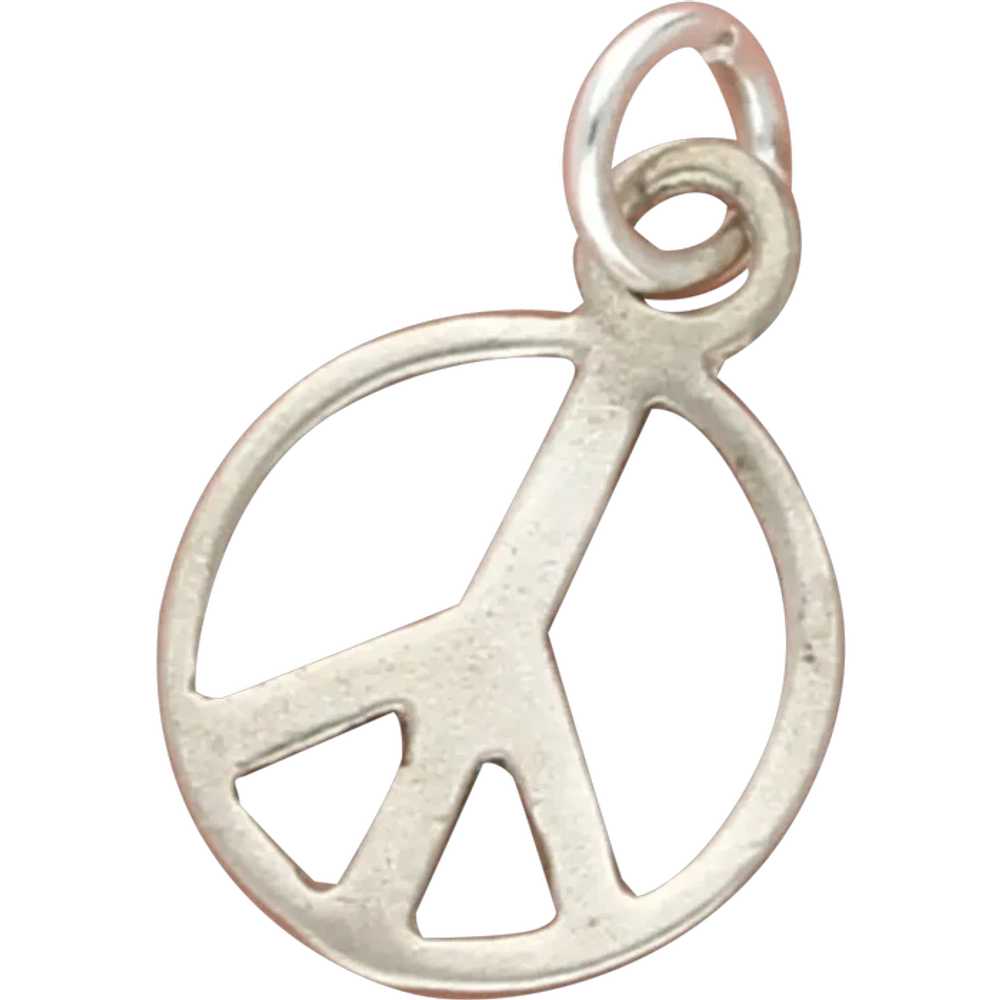 Sterling Silver Tiny Peace Sign Symbol Charm - image 1