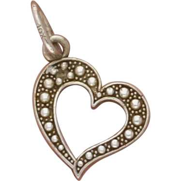 10k White Gold Dainty Diamond Heart Charm