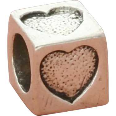 Sterling Silver Love Heart Block Bead Charm - image 1