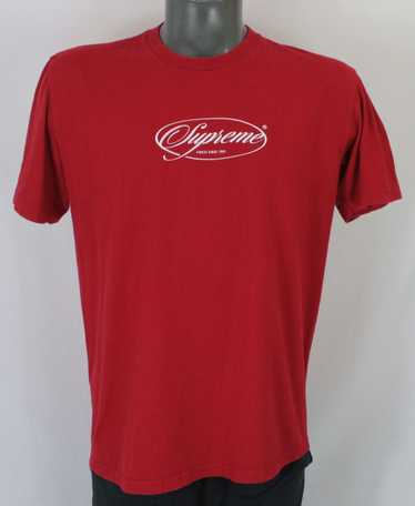 Supreme Supreme Script Spell Out Red & White Tee