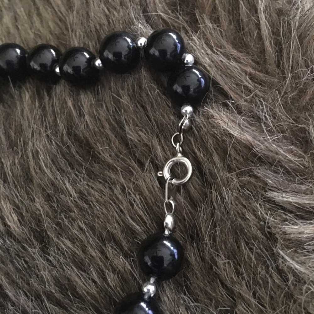 Vintage Vintage black plastic round bead necklace - image 8