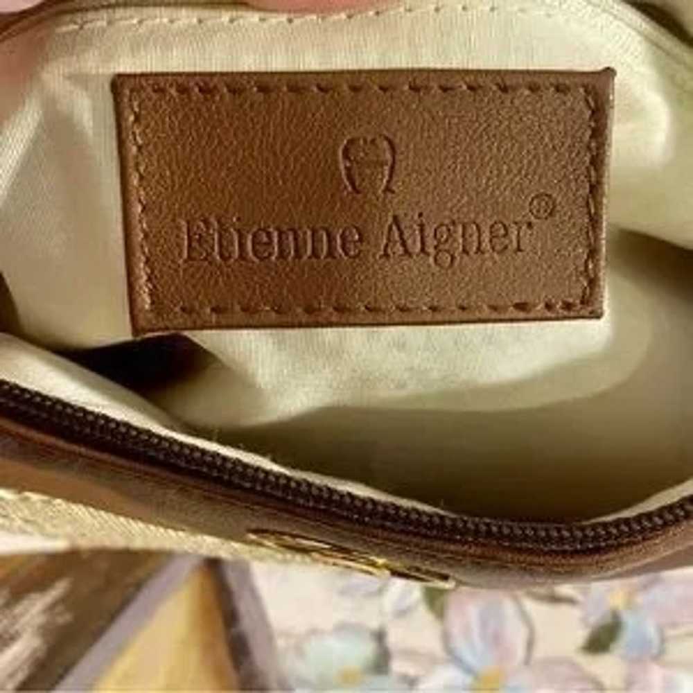 Etienne Aigner Shoulder Bag Vintage Woven Jute Br… - image 4