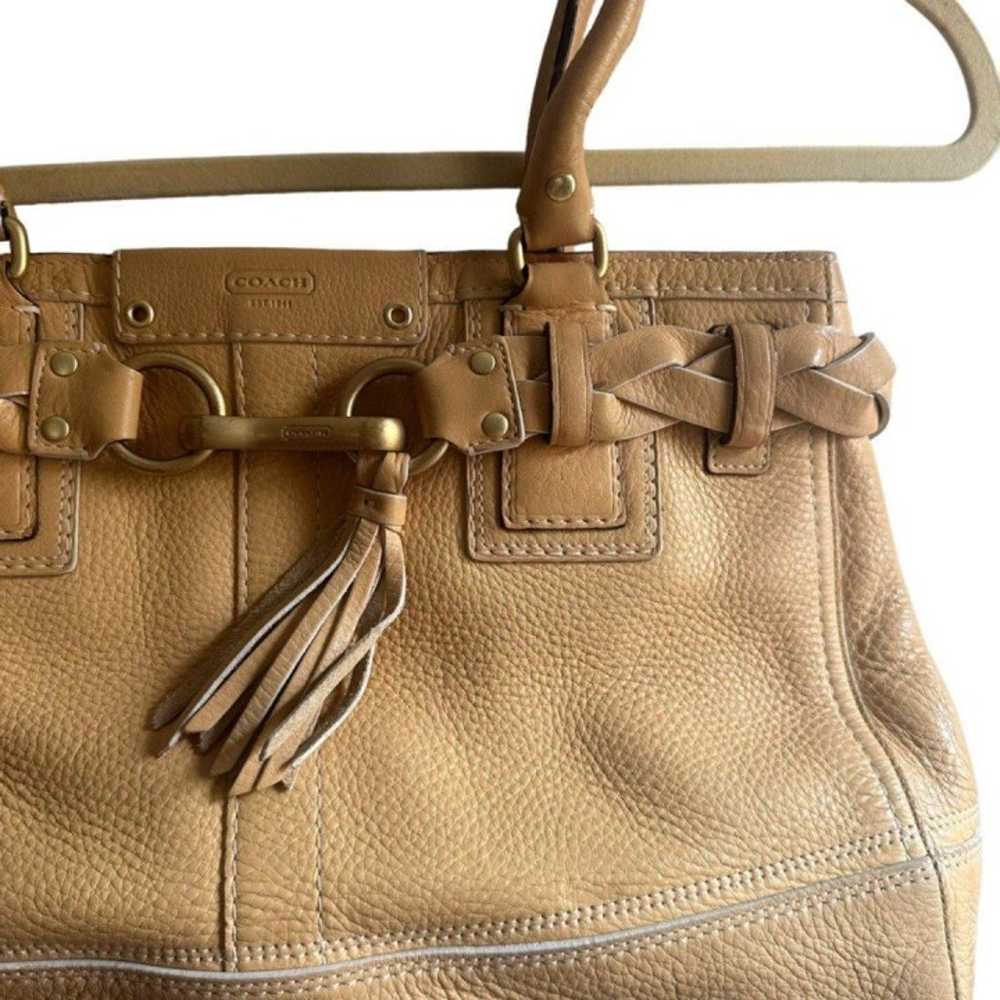 COACH Hampton Tassel Pebbled Leather Handbag - image 3