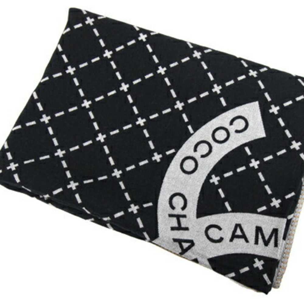 Chanel CHANEL blanket black gray 94% wool 6% silk… - image 2