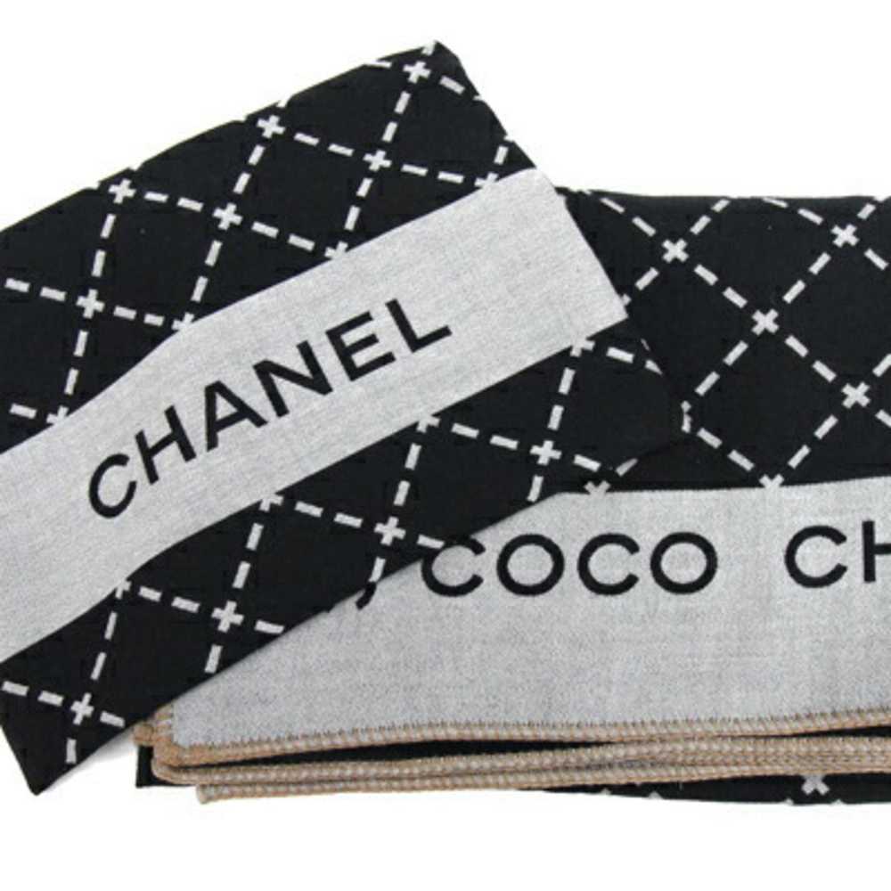 Chanel CHANEL blanket black gray 94% wool 6% silk… - image 6