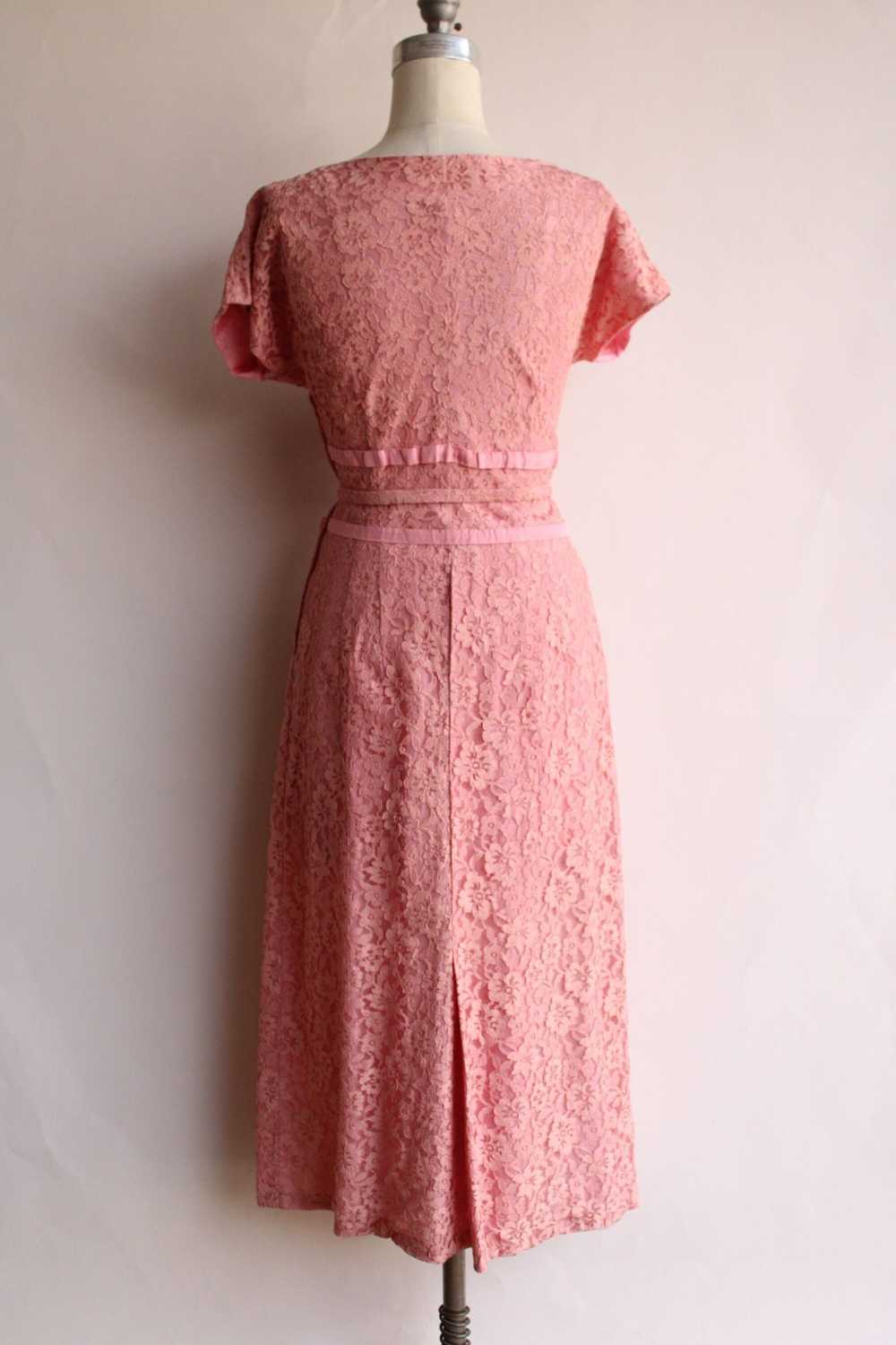 Vintage Vintage 1940s 1950s Dress with Belt, Pink… - image 9