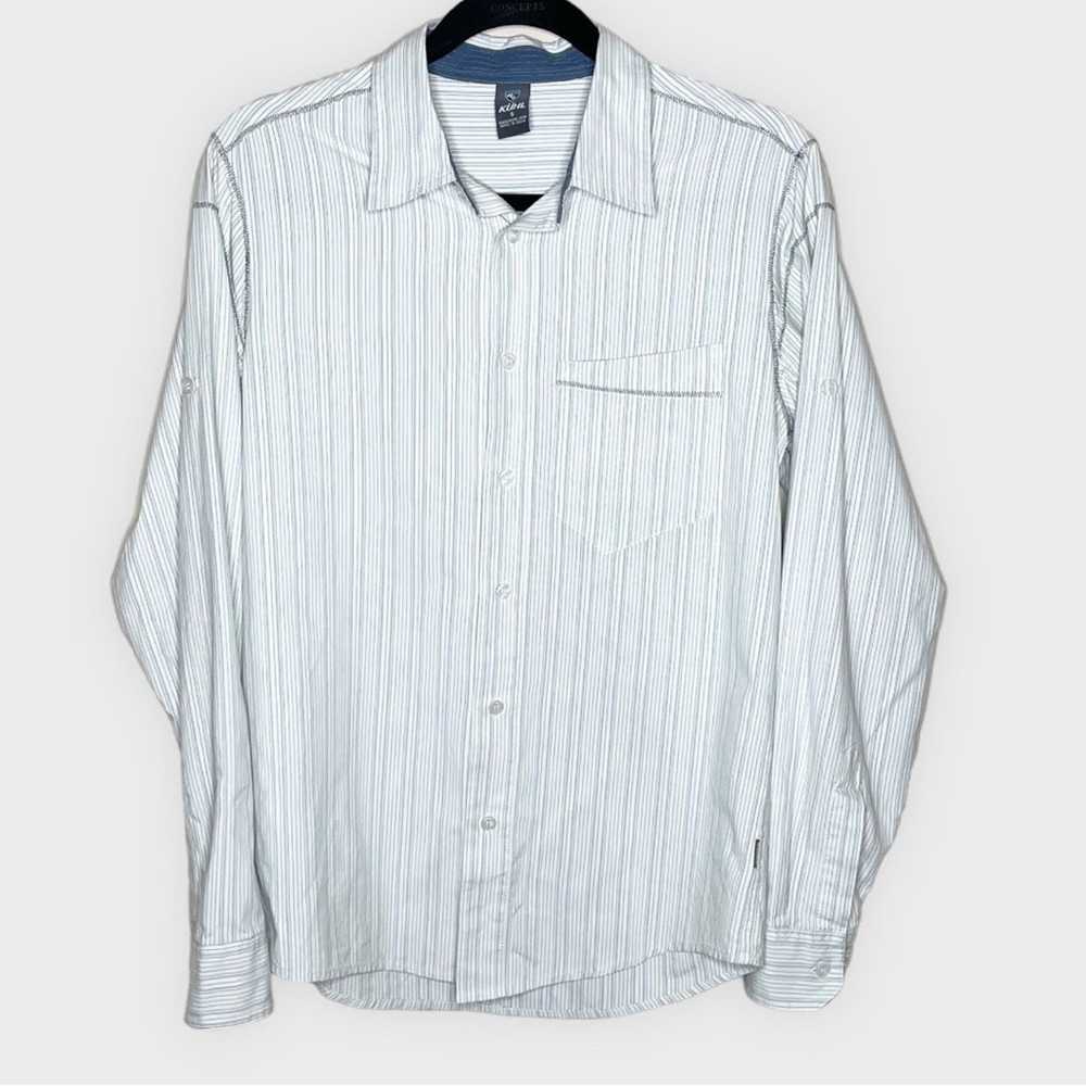 Kuhl KUHL white & slate stripe long sleeve quick … - image 1