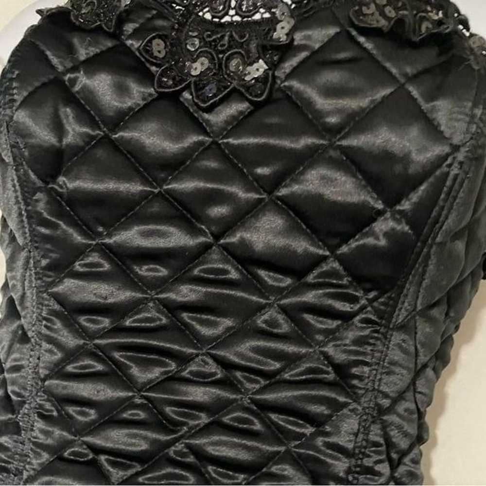 Vintage 90s Natori Quilted Sequins Black Corset B… - image 2