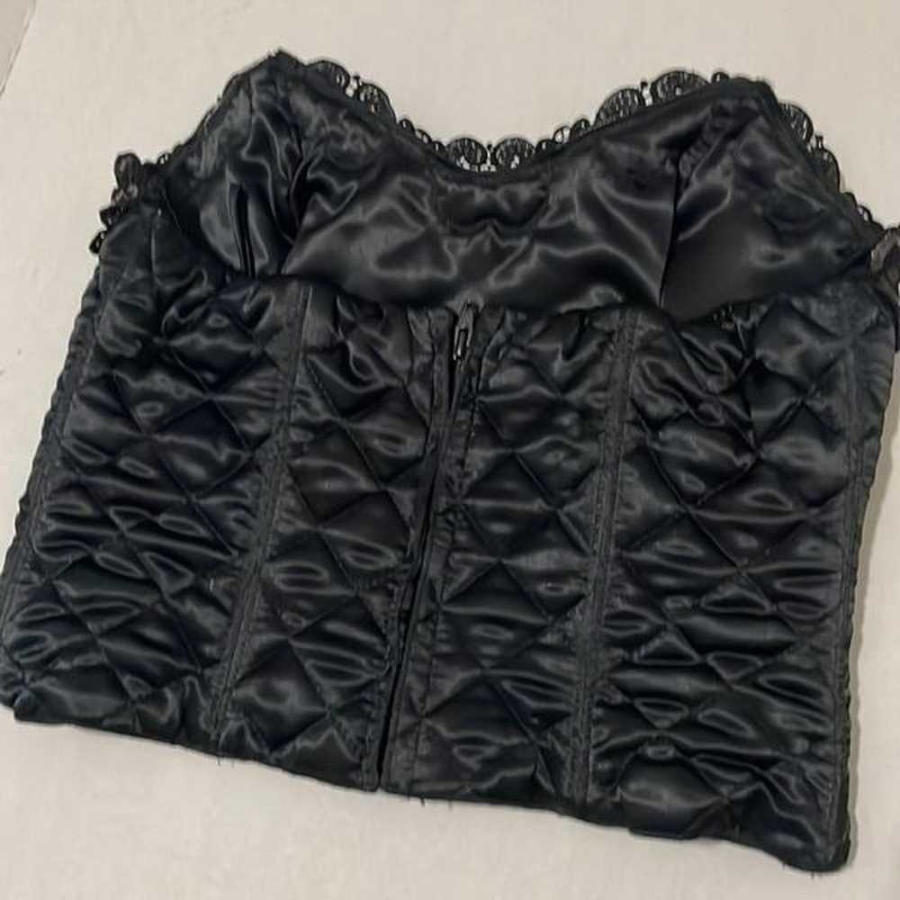 Vintage 90s Natori Quilted Sequins Black Corset B… - image 4