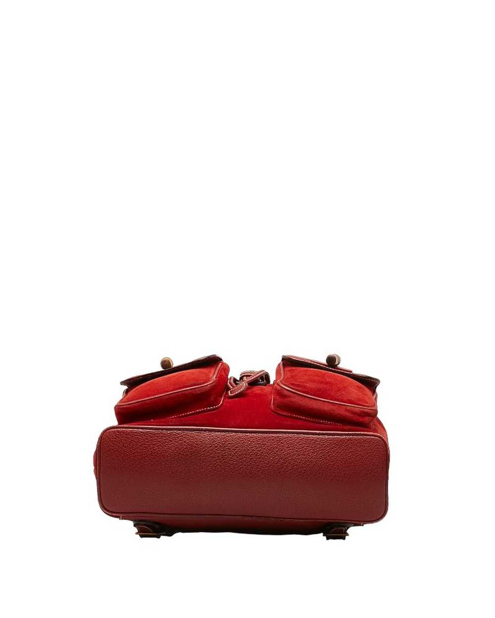 Gucci Red Suede Bamboo Backpack Bag - image 4