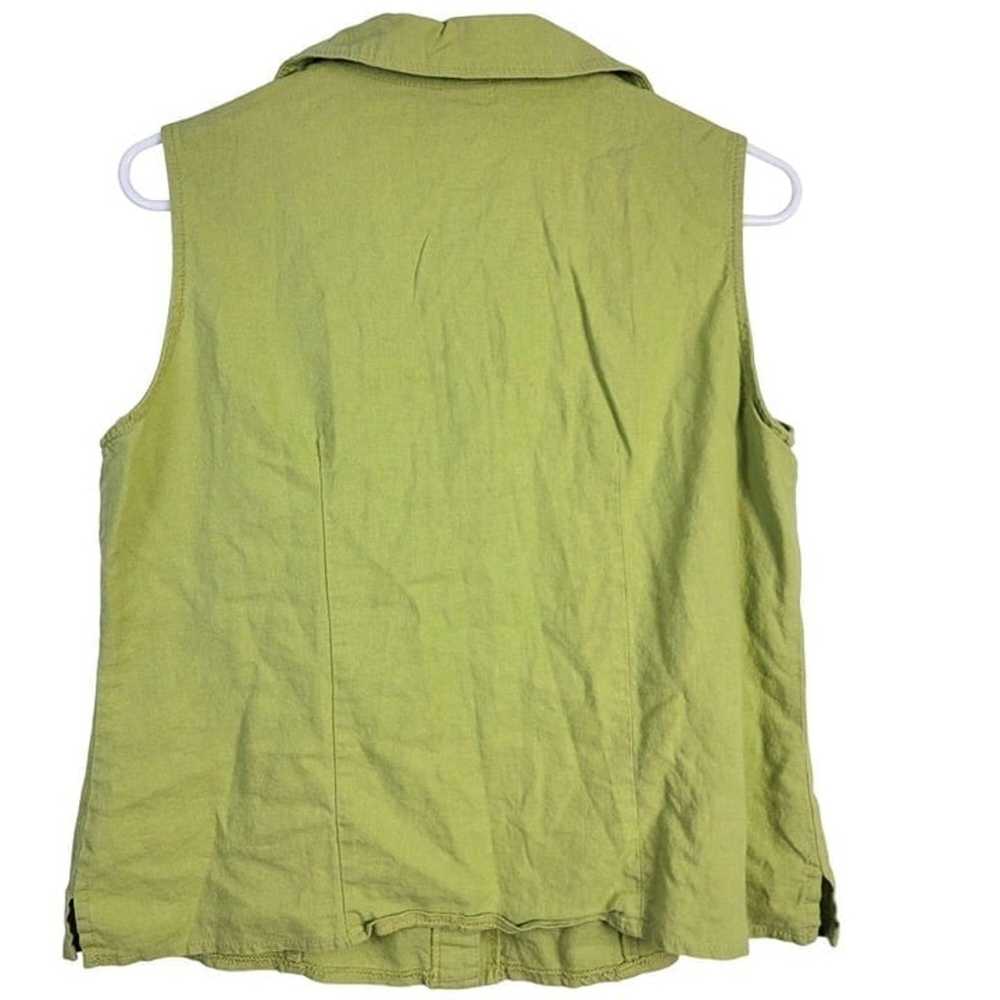 Vintage 90s Linen Shirt Women Large 12 Sleeveless… - image 2