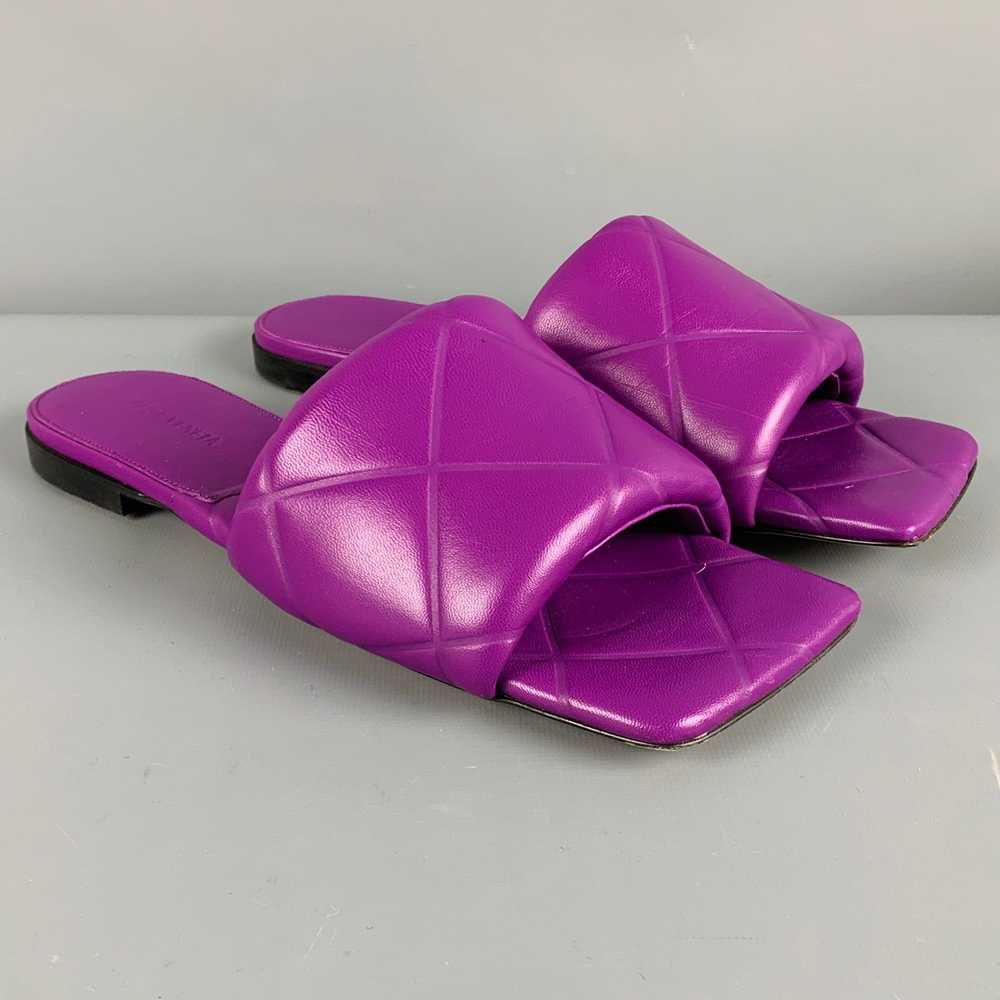 Bottega Veneta Purple Leather Quilted Square Toe … - image 1