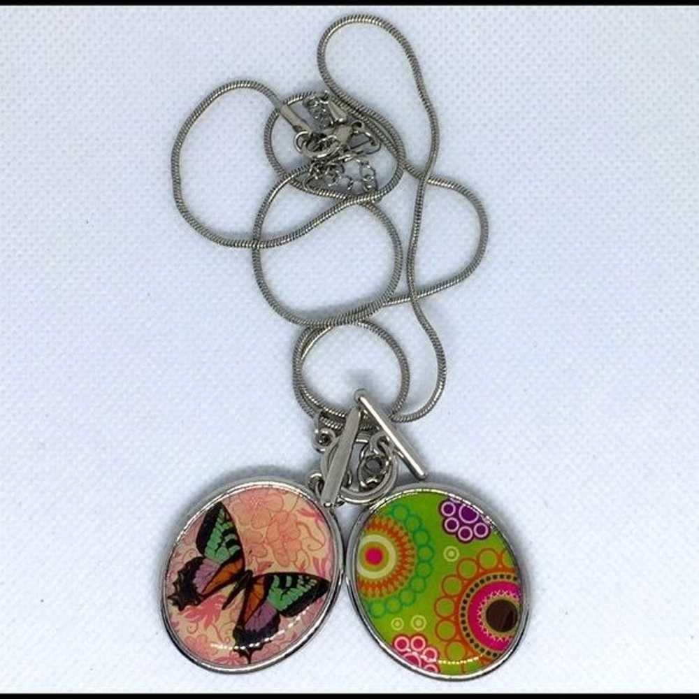 Vintage Necklace With Hippie, Psychedelic Medalli… - image 1