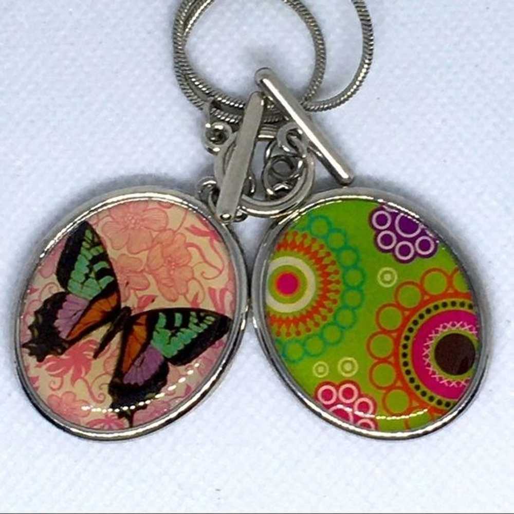 Vintage Necklace With Hippie, Psychedelic Medalli… - image 3