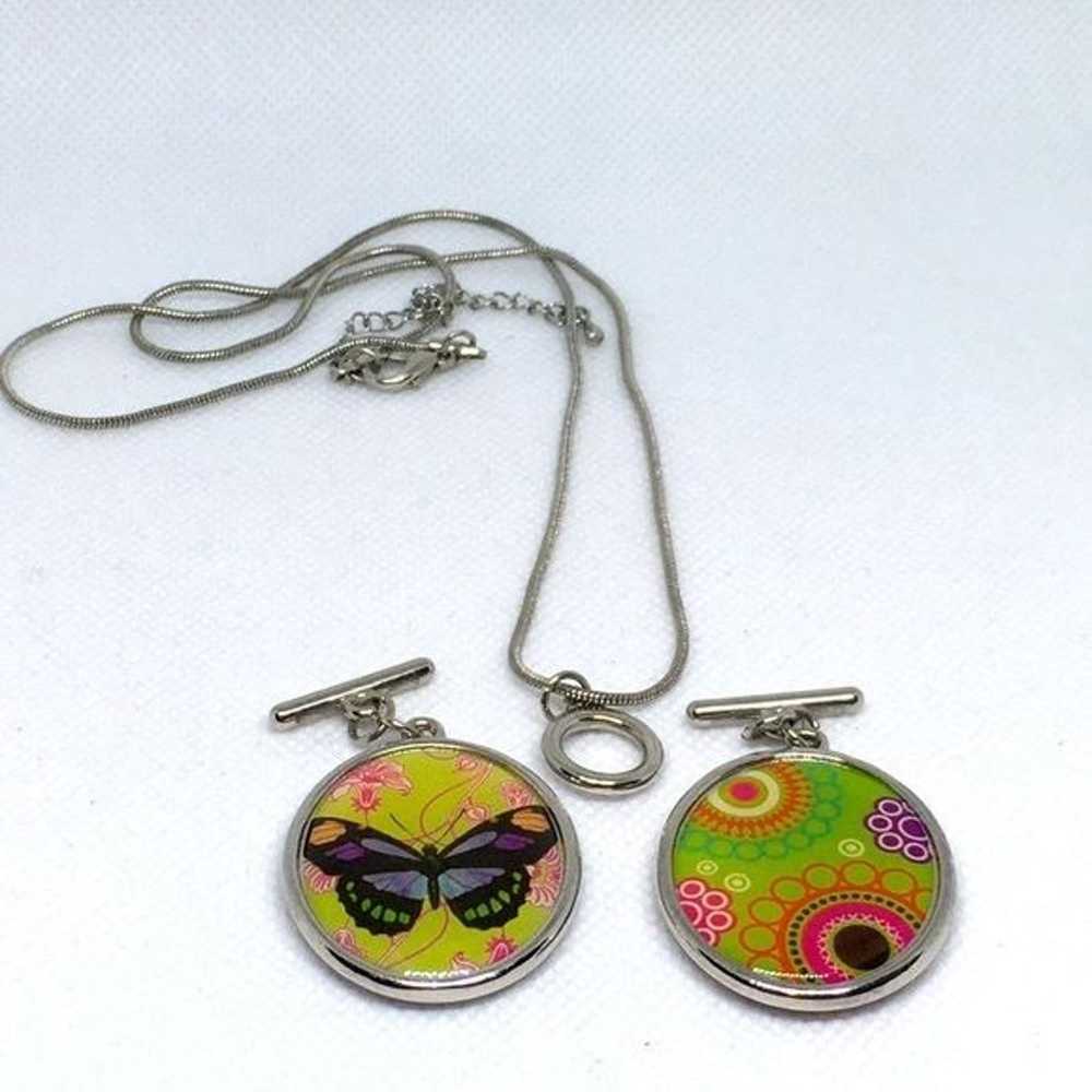 Vintage Necklace With Hippie, Psychedelic Medalli… - image 4