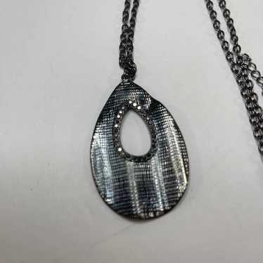 pendant necklace gunmetal gray chunky chain link … - image 1