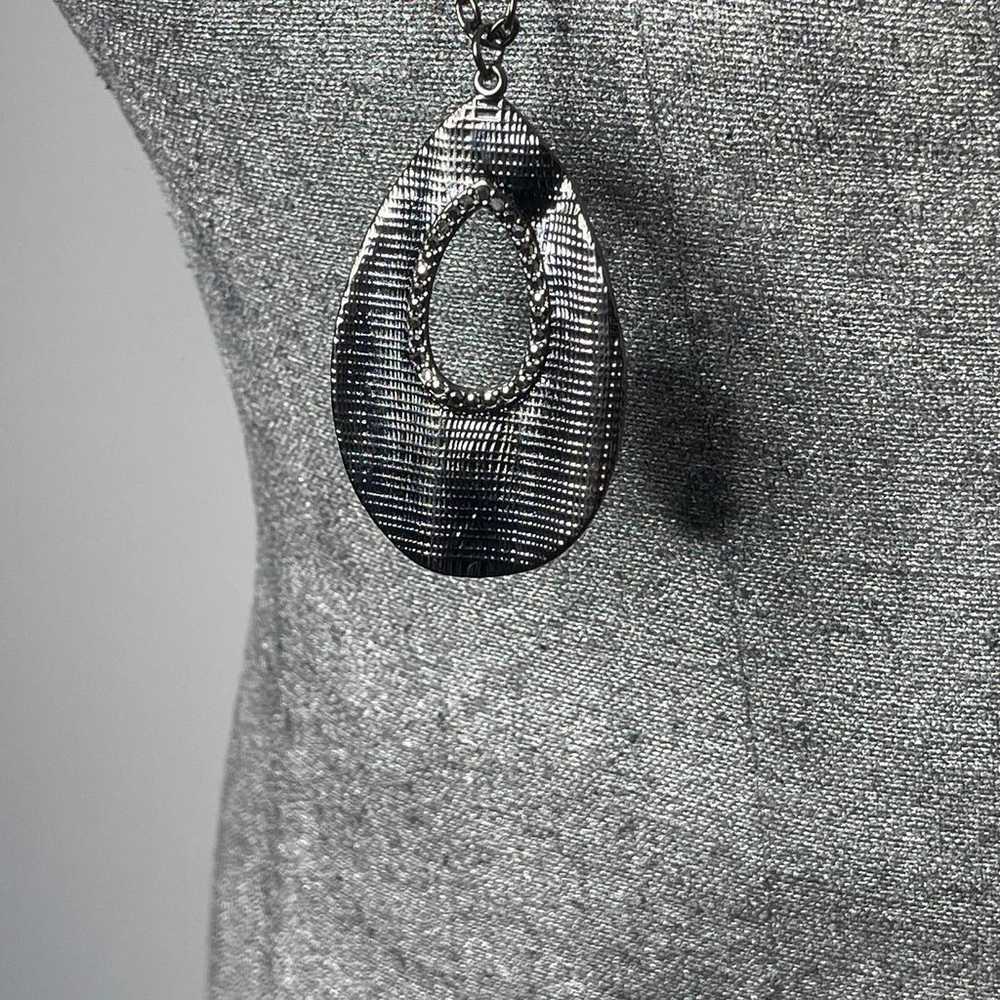 pendant necklace gunmetal gray chunky chain link … - image 2