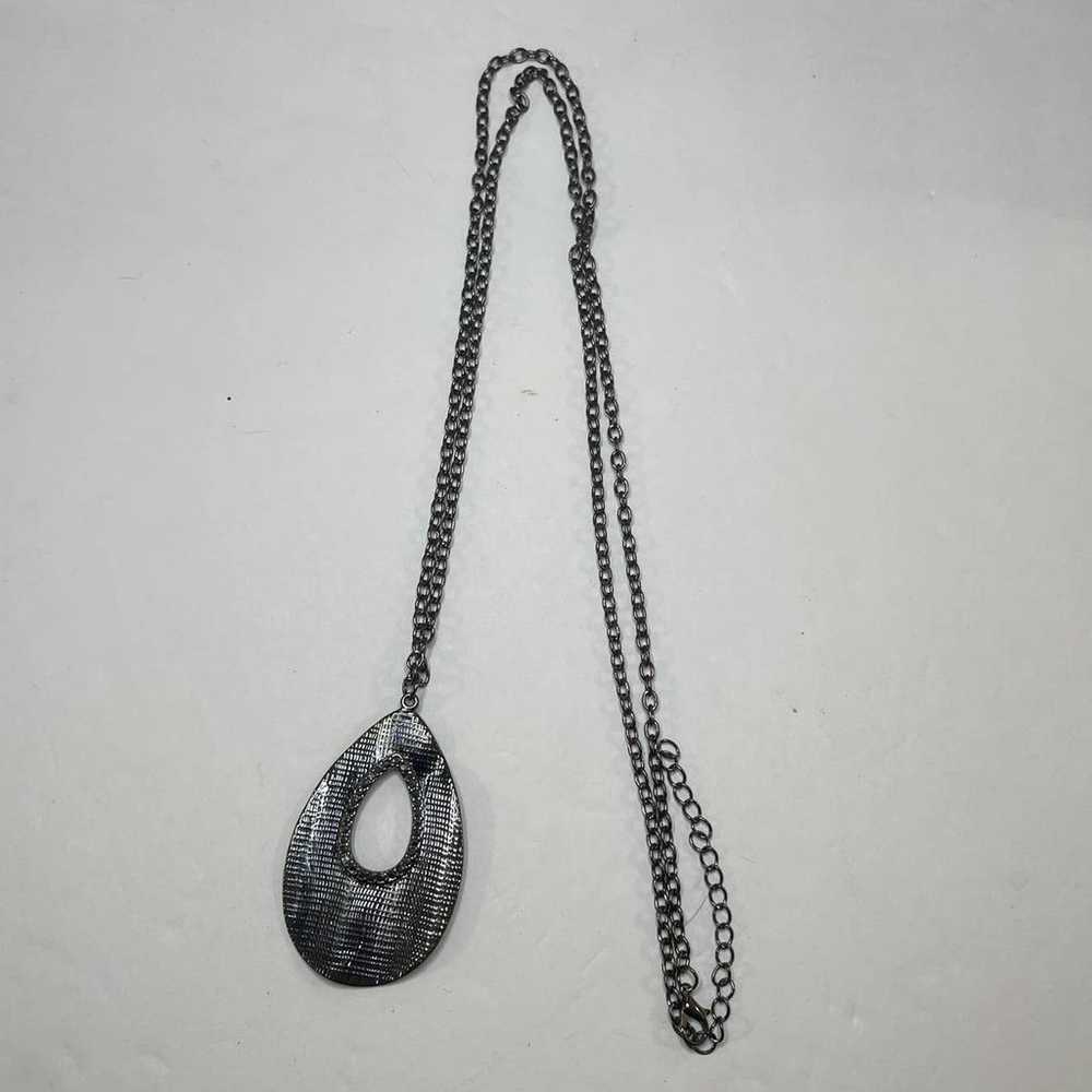 pendant necklace gunmetal gray chunky chain link … - image 3