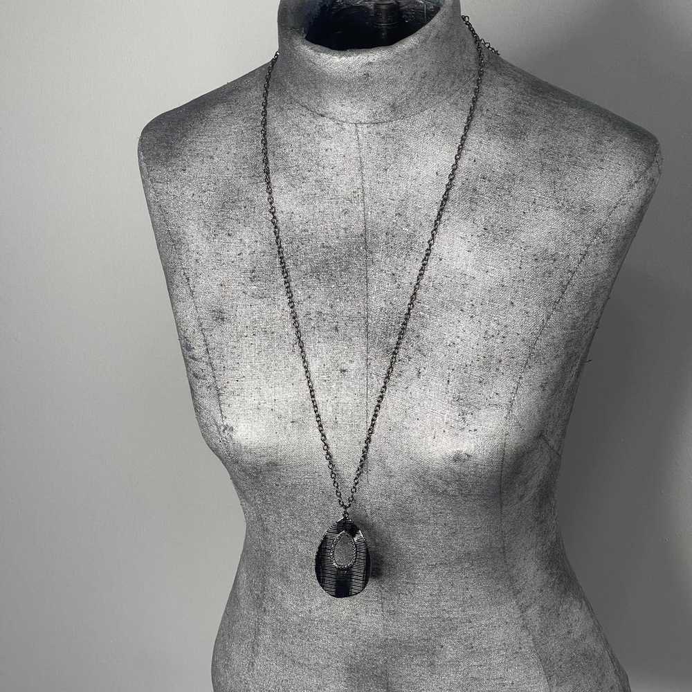 pendant necklace gunmetal gray chunky chain link … - image 4
