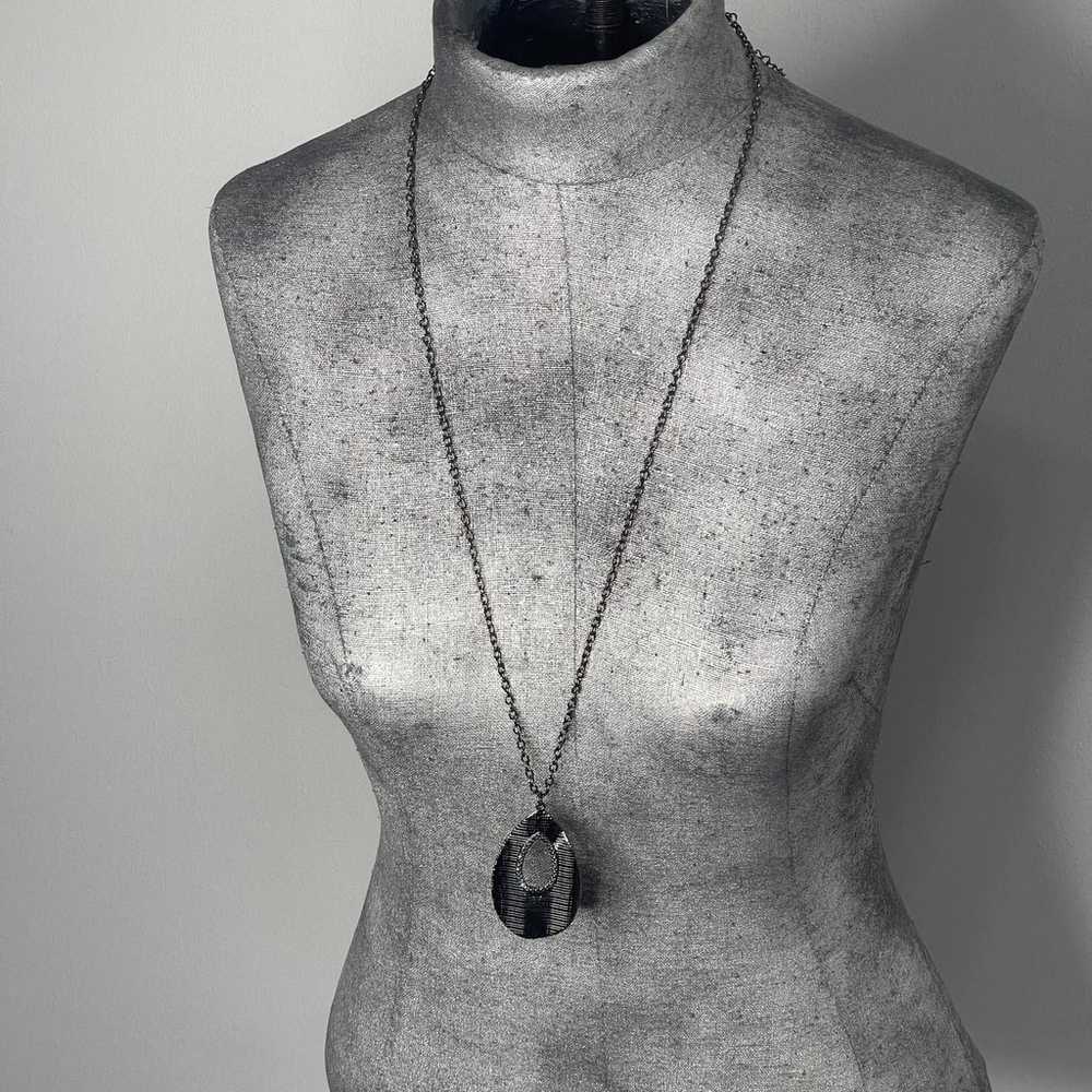 pendant necklace gunmetal gray chunky chain link … - image 5