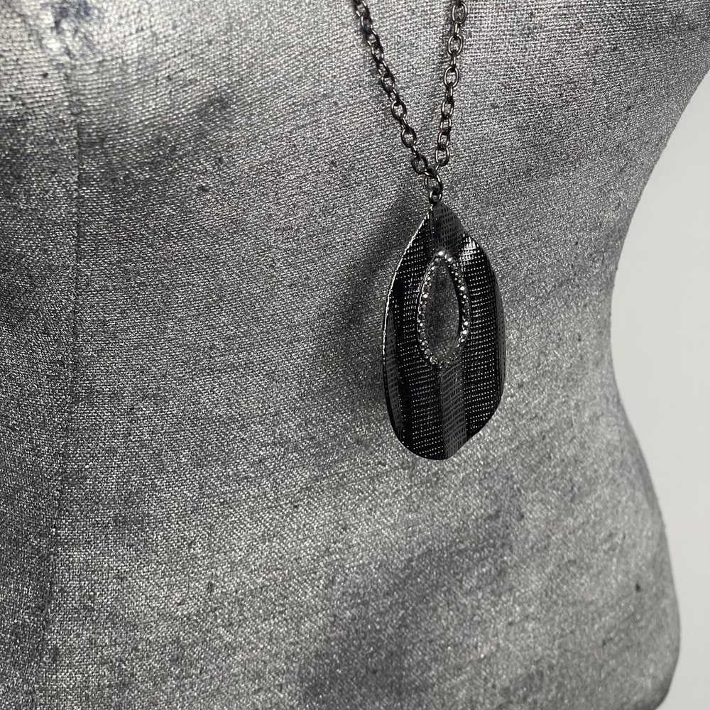 pendant necklace gunmetal gray chunky chain link … - image 6