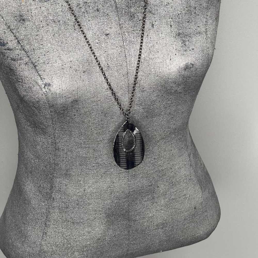 pendant necklace gunmetal gray chunky chain link … - image 8