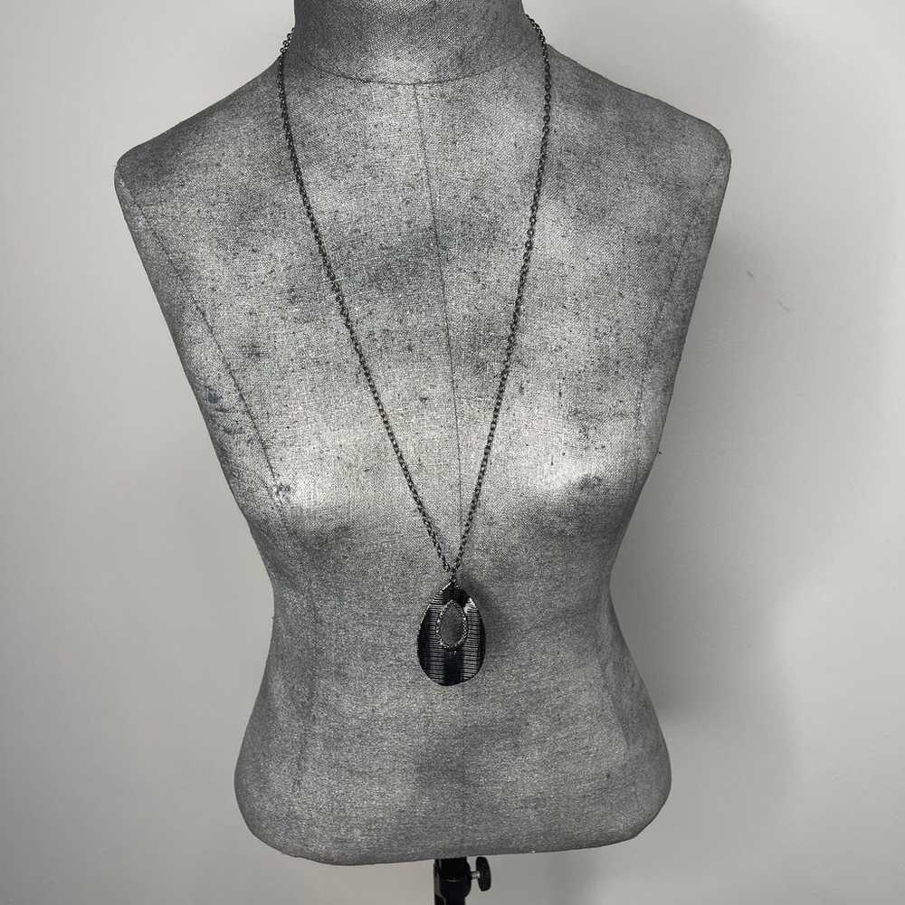 pendant necklace gunmetal gray chunky chain link … - image 9