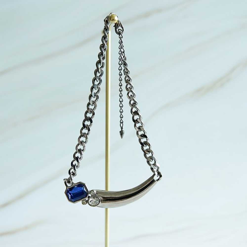 VINTAGE PARK LANE Silver Tone Choker necklace wit… - image 5