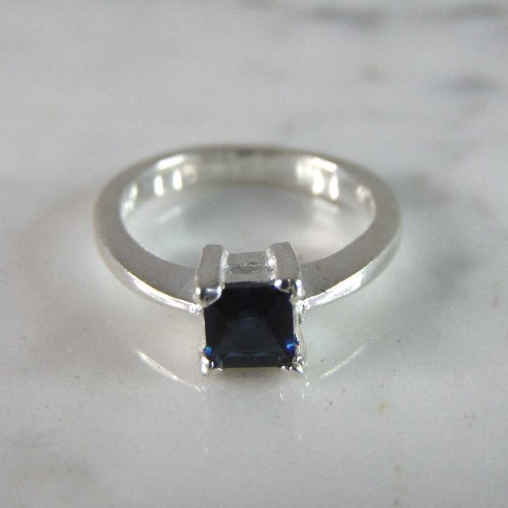 Womens Sterling Silver Ring w/ Sapphire Colored S… - image 2