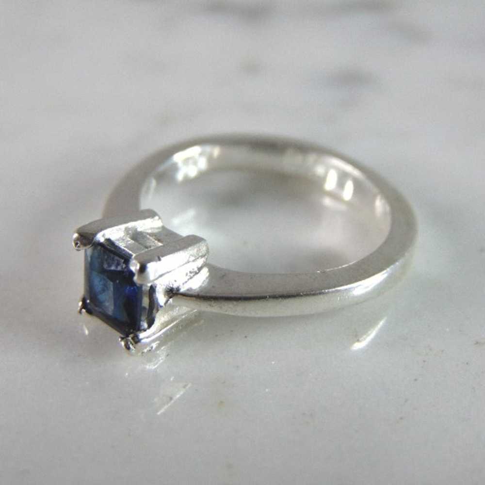 Womens Sterling Silver Ring w/ Sapphire Colored S… - image 4