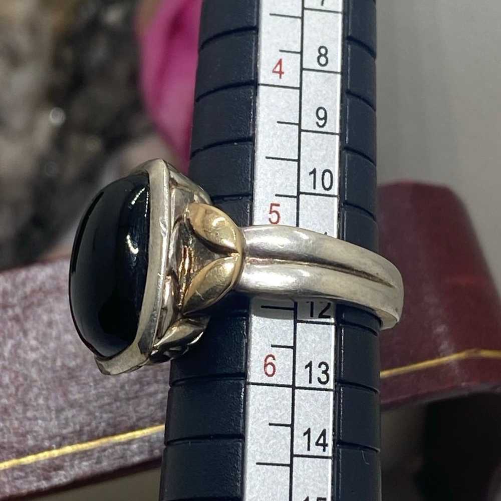 Lorenzo 18k & 925 sterling silver onyx ring & mat… - image 5