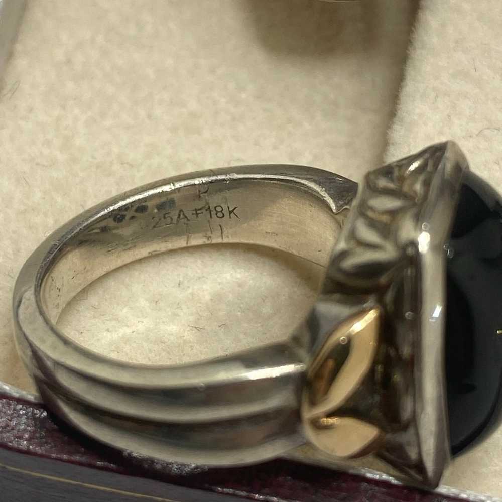 Lorenzo 18k & 925 sterling silver onyx ring & mat… - image 6