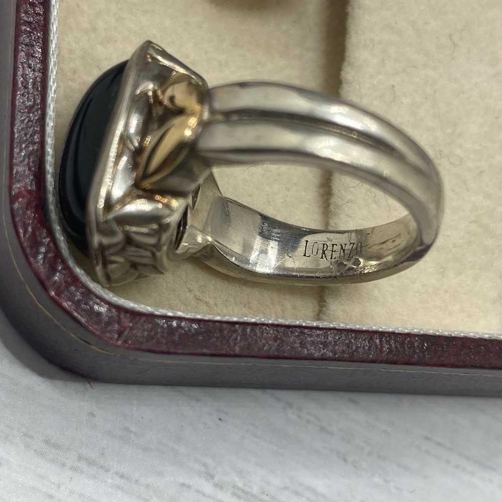 Lorenzo 18k & 925 sterling silver onyx ring & mat… - image 7