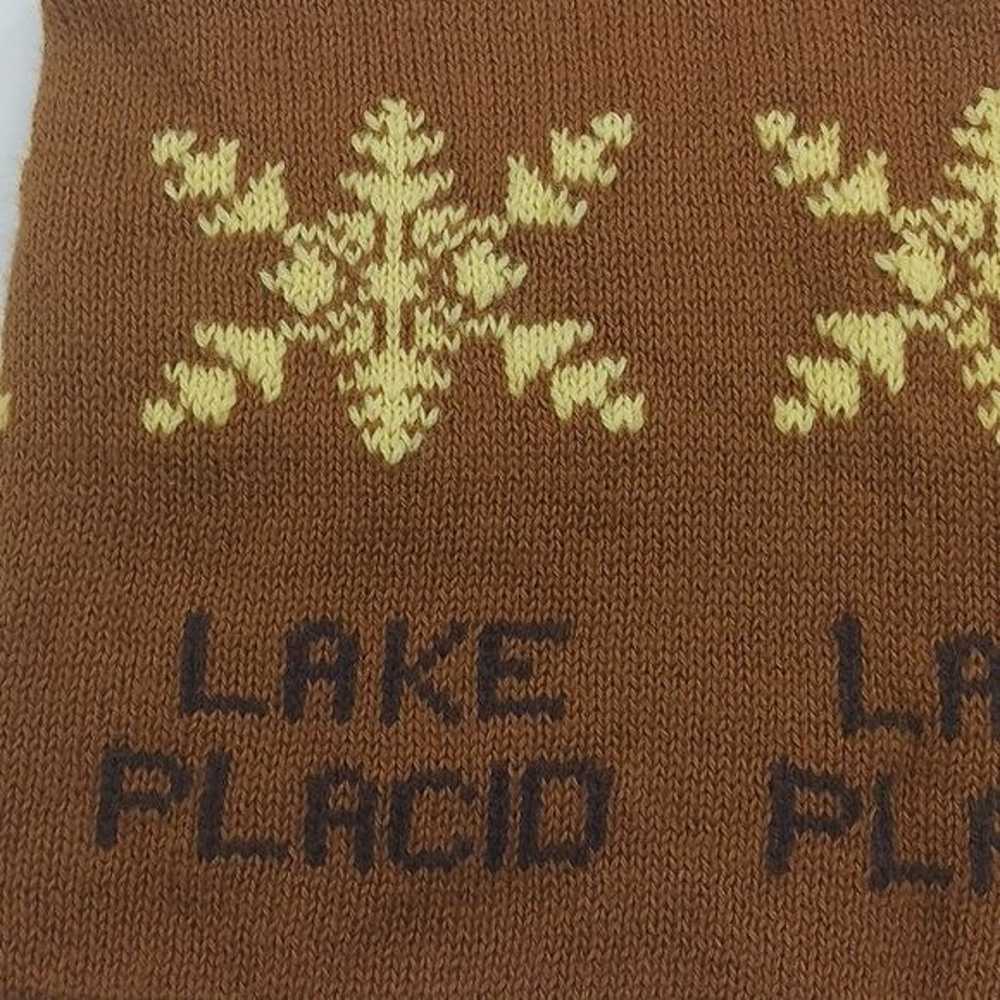 Vintage Lake Placid Beanie Hat Brown Yellow 70s 8… - image 2