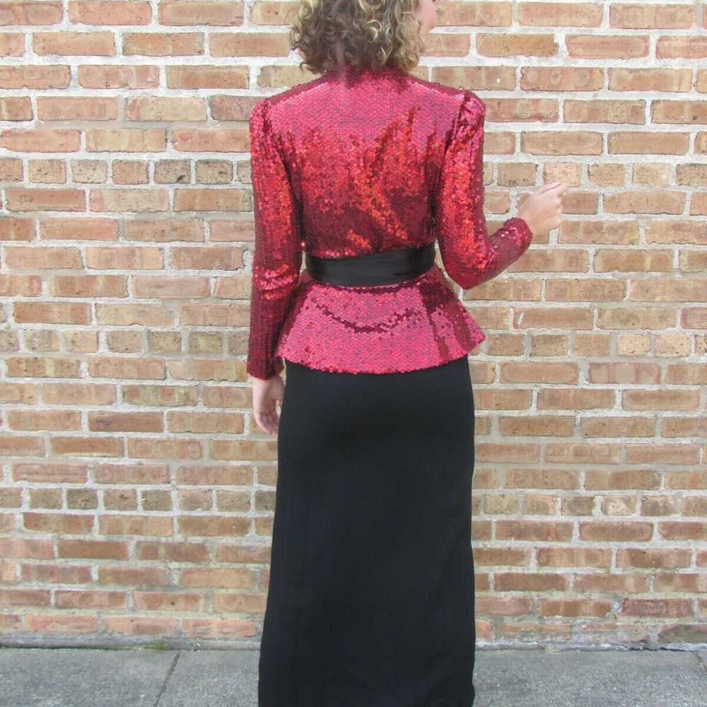 Vintage Neiman Marcus TRAVILLA Gown Red Sequin To… - image 4