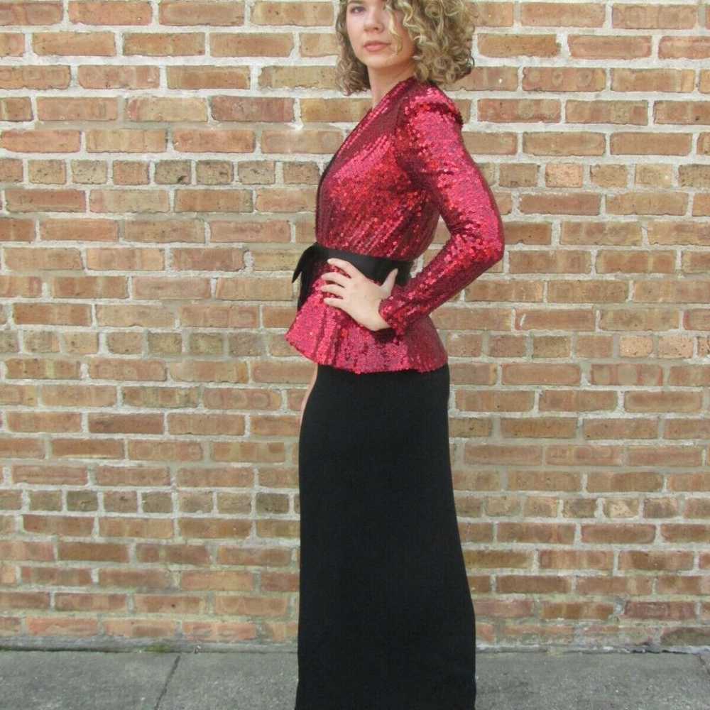 Vintage Neiman Marcus TRAVILLA Gown Red Sequin To… - image 5