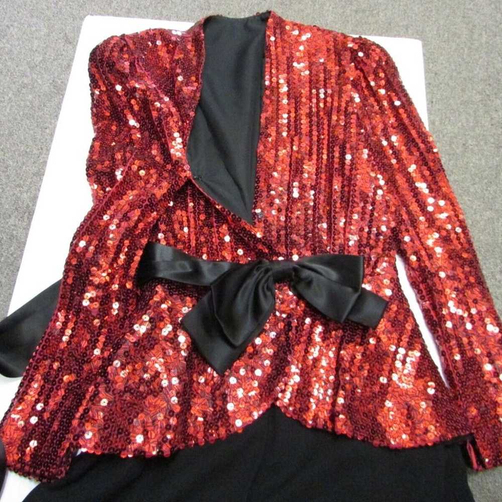 Vintage Neiman Marcus TRAVILLA Gown Red Sequin To… - image 8