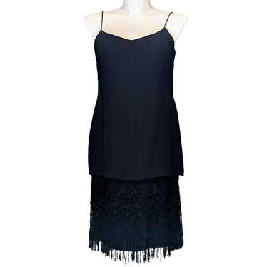 Vintage Celeste Slip Dress Black Crochet Lace Fri… - image 1
