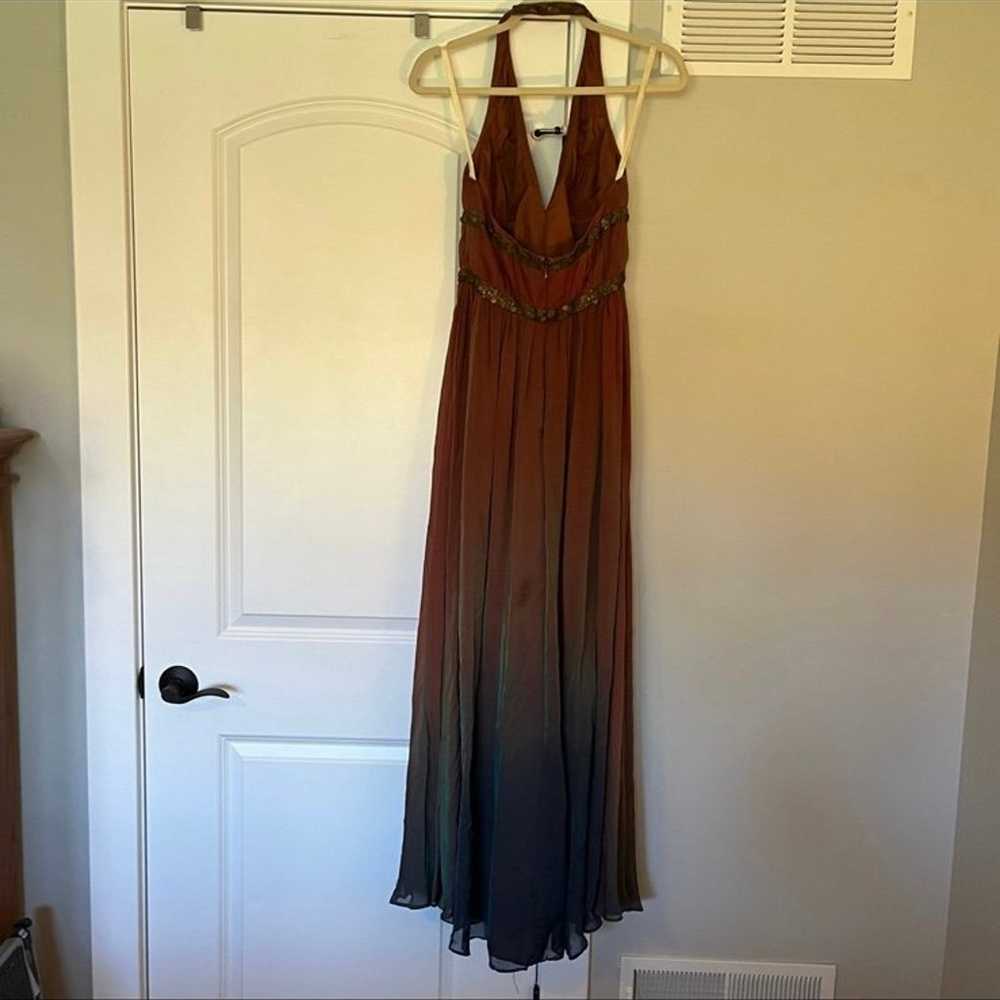Cassandra Stone 100% Silk Beaded Halter Gown Size… - image 5