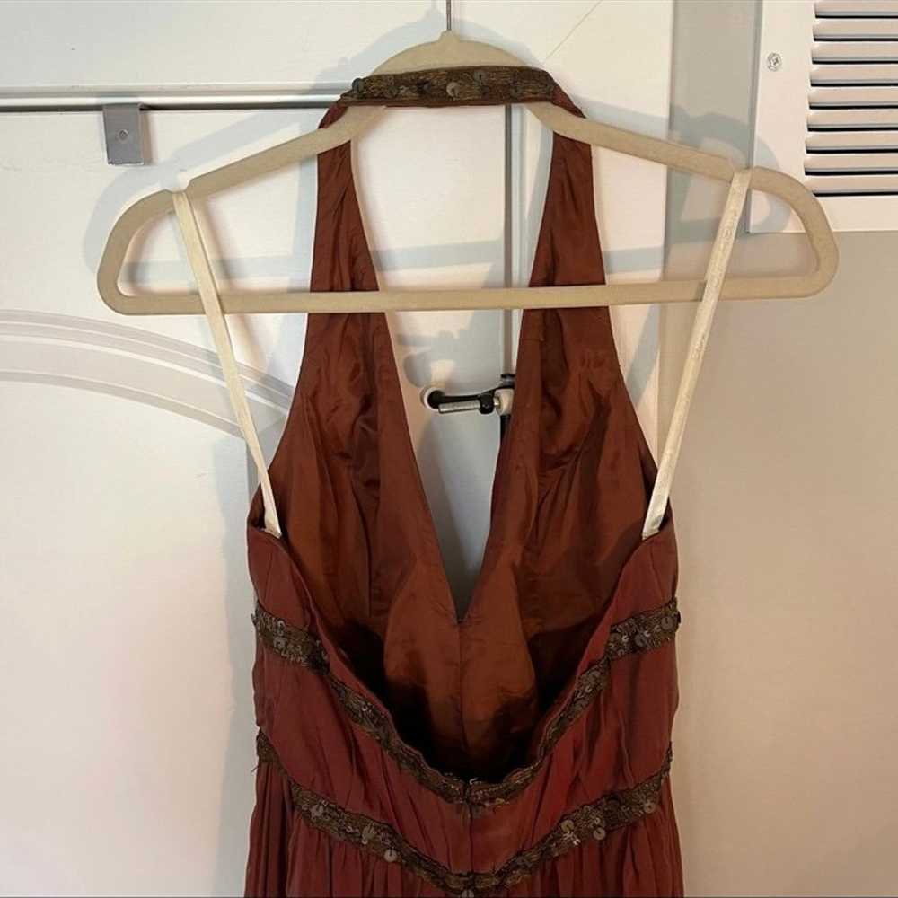 Cassandra Stone 100% Silk Beaded Halter Gown Size… - image 6