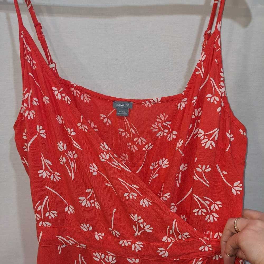 Aerie Red Coral Floral Spring & Summer Wrap Dress… - image 10