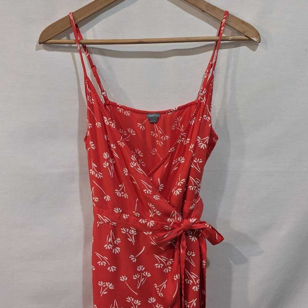 Aerie Red Coral Floral Spring & Summer Wrap Dress… - image 2