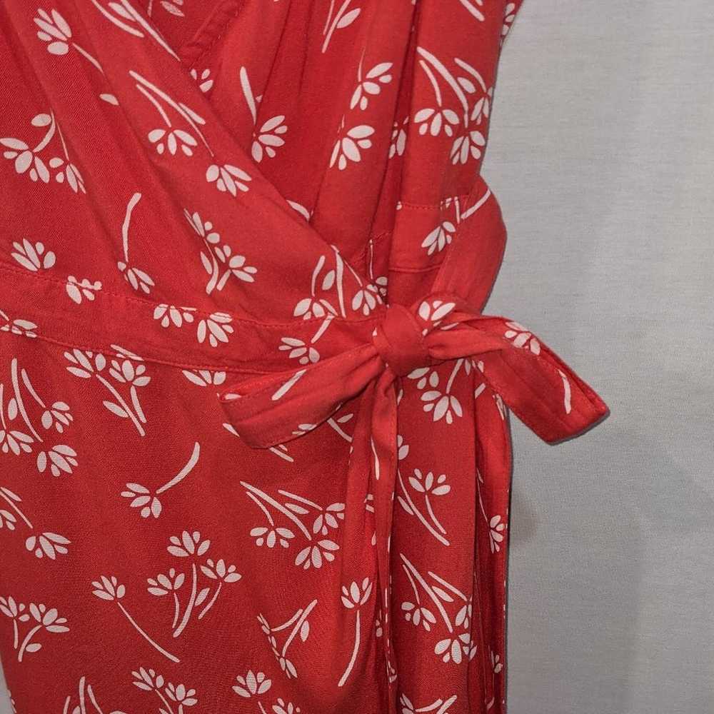 Aerie Red Coral Floral Spring & Summer Wrap Dress… - image 4