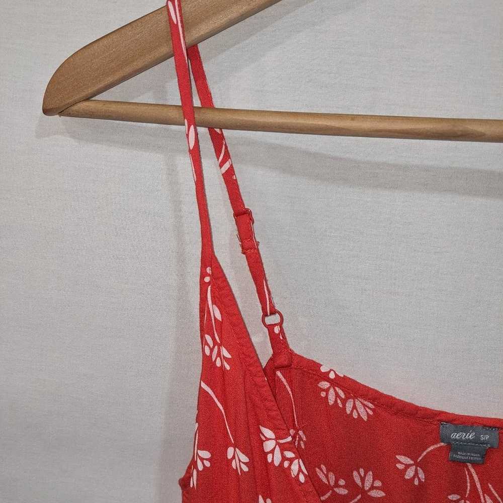 Aerie Red Coral Floral Spring & Summer Wrap Dress… - image 6