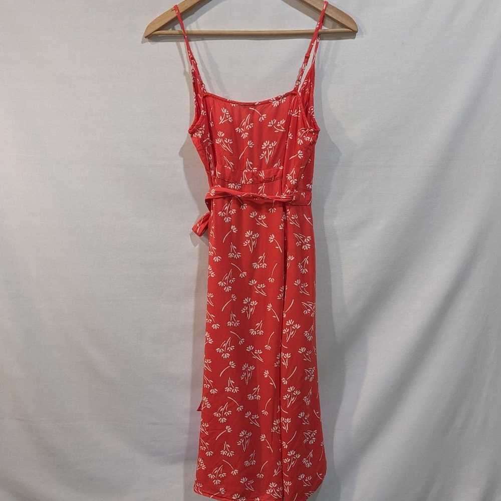 Aerie Red Coral Floral Spring & Summer Wrap Dress… - image 7