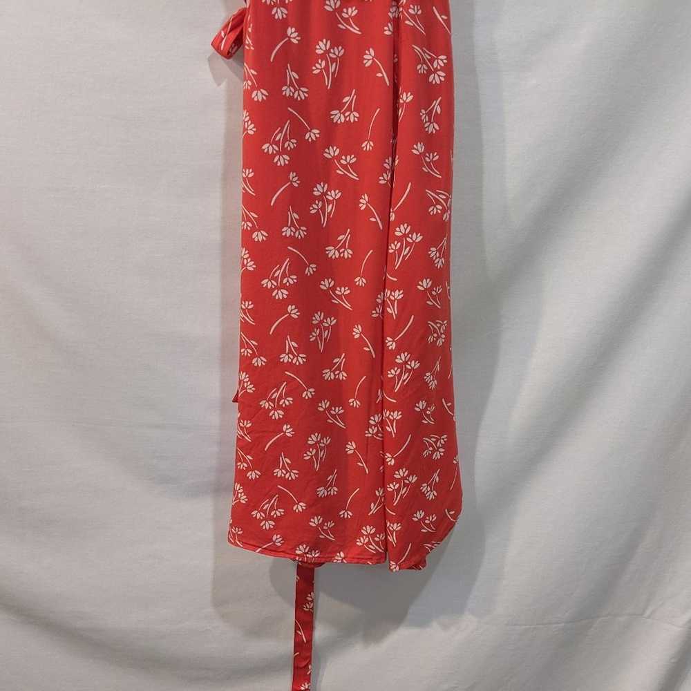 Aerie Red Coral Floral Spring & Summer Wrap Dress… - image 9