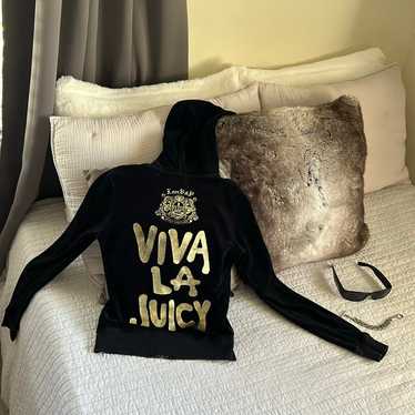 Juicy Couture rare Vtg Y2K black velour track jac… - image 1