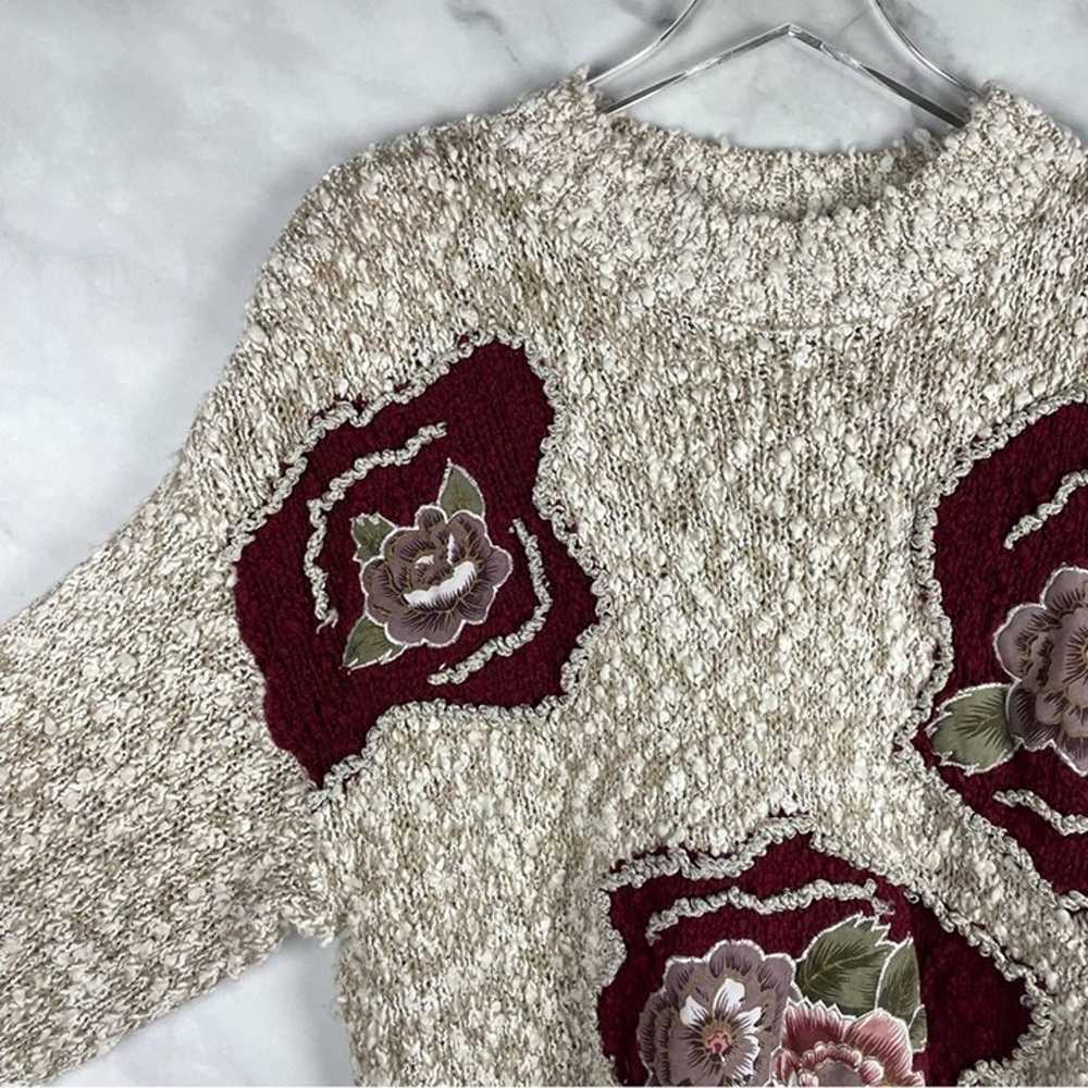 Vintage Textured Boucle Chunky Knit Floral Patch … - image 2