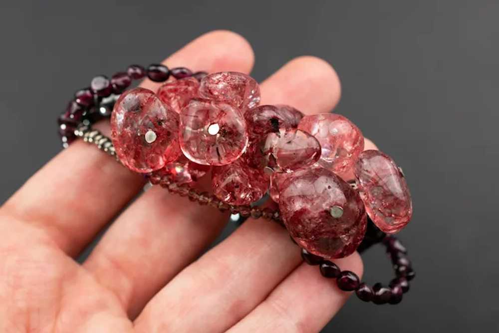 Garnet and strawberry quartz bracelet, unusual ha… - image 10