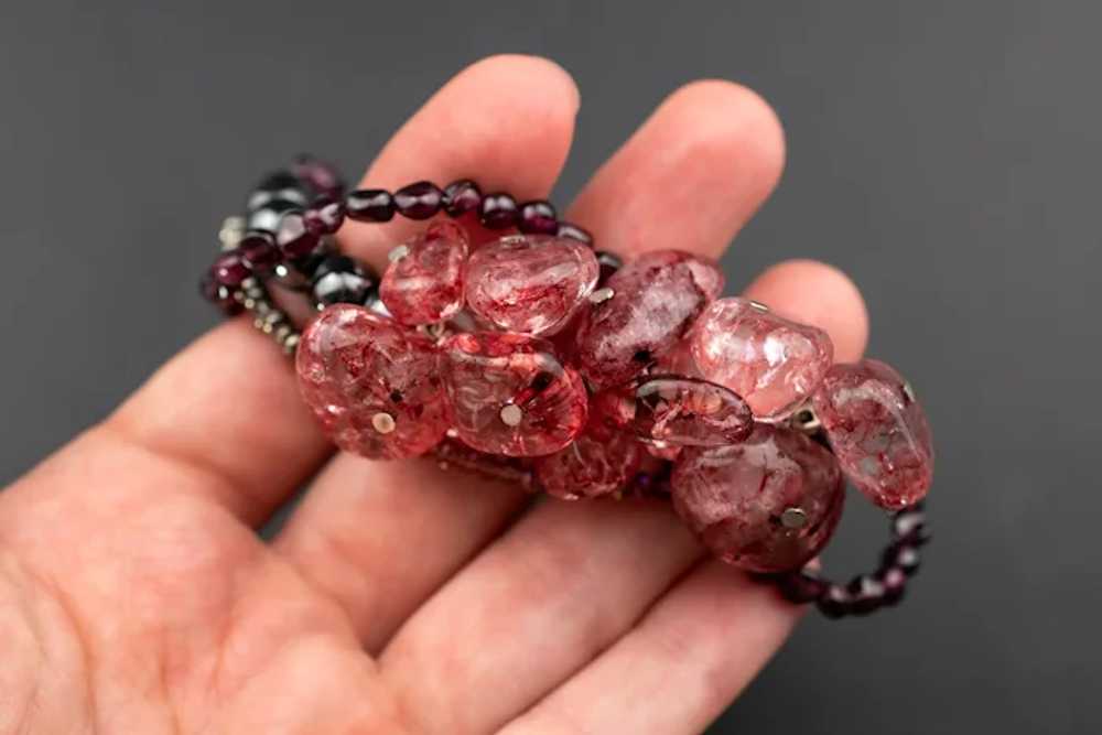 Garnet and strawberry quartz bracelet, unusual ha… - image 12